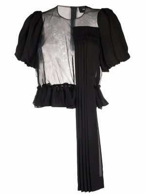 Блузка с объемными рукавами и вставками Simone Rocha. Цвет: черный