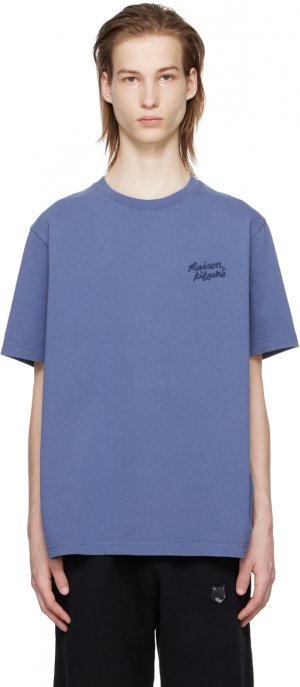 Синяя футболка с рукописным вводом Maison Kitsune Kitsuné
