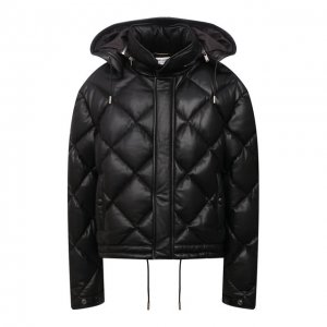 Кожаная куртка с капюшоном Saint Laurent. Цвет: чёрный