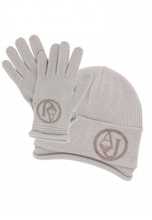 Комплект шапка и перчатки ARMANI JEANS. Цвет: серый