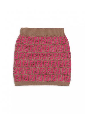 Жаккардовая трикотажная юбка с узором FF для маленьких девочек и девочек, фуксия Fendi
