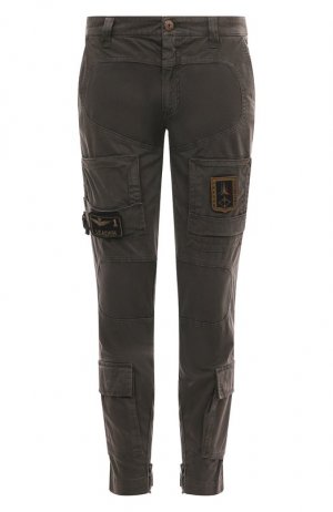 Хлопковые брюки-карго Aeronautica Militare. Цвет: серый