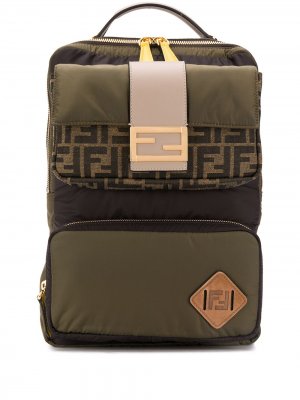 Рюкзак с логотипом FF Fendi. Цвет: зеленый