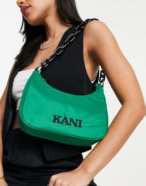 Ретро-сумка из зеленого атласа Karl Kani