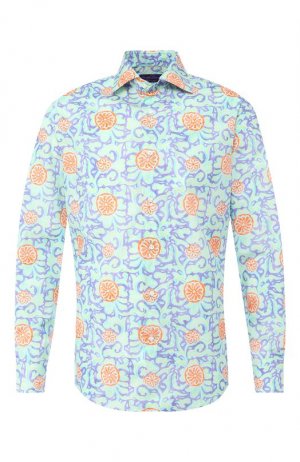 Хлопковая рубашка Ralph Lauren. Цвет: разноцветный