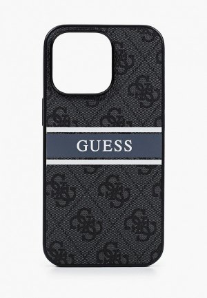 Чехол для iPhone Guess 13 Pro, PU 4G Stripe printed logo Grey. Цвет: серый