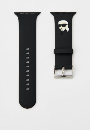 Ремешок для часов Karl Lagerfeld Apple Watch 42/44/45/49 мм, силиконовый 3D NFT. Цвет: черный