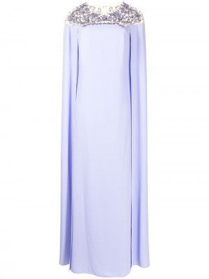 Платье-кейп с вышивкой Marchesa Notte. Цвет: фиолетовый