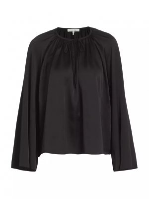 Атласная блузка со сборками , черный Frame