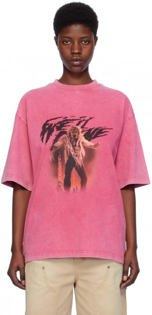 Розовая винтажная футболка ужасов We11Done