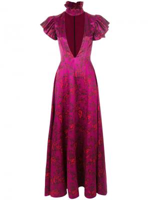Вечернее платье Floral Love с оборками Alistair James. Цвет: розовый и фиолетовый