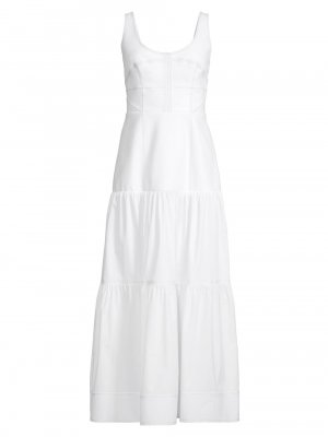 Платье макси с корсетом из хлопкового поплина City Garden , белый Donna Karan New York