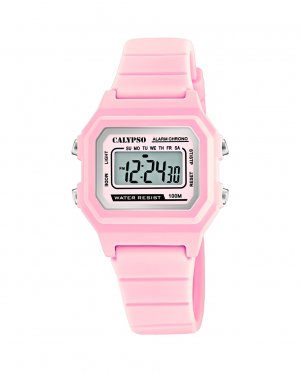 K5802/3 Crush розовые женские часы из каучука , розовый Calypso