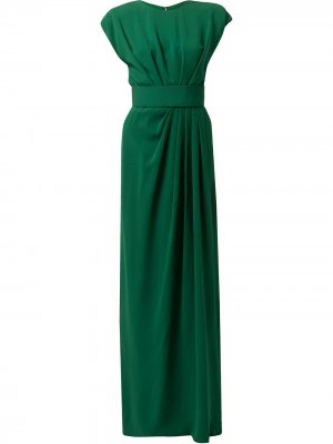 Плиссированное платье с рукавами кап Dolce & Gabbana. Цвет: зеленый