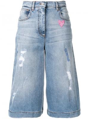 Укороченные джинсы с эффектом потертости Dolce & Gabbana. Цвет: синий