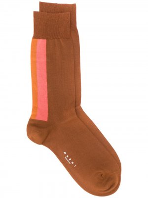 Носки с полоской в стиле колор-блок Marni. Цвет: коричневый