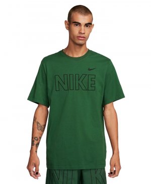 Мужская спортивная футболка с короткими рукавами и логотипом круглым вырезом , зеленый Nike