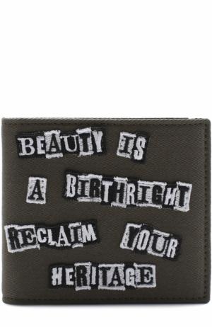 Текстильное портмоне с отделениями для кредитных карт Valentino. Цвет: хаки