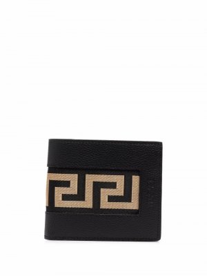 Бумажник с узором Greca Versace. Цвет: черный