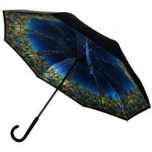 Зонт-трость наоборот с рисунком от дождя U1300 Uteki