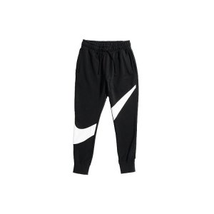 Big Swoosh Knit Straight-Leg Track Pants Men Bottoms Black White AR3087-010 Nike