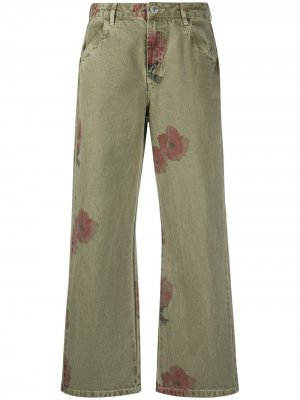 Укороченные брюки с цветочным принтом One Teaspoon. Цвет: зеленый