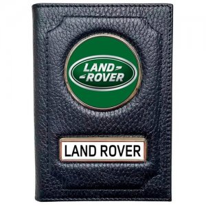 Обложка для автодокументов с логотипом LAND ROVER / Бумажник водителя ЛендРовер. Цвет: черный