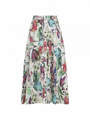 Льняная юбка с ботаническим принтом 120% Lino