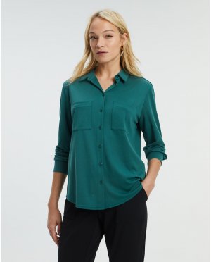 Женская рубашка с длинными рукавами и карманами , зеленый Paz Torras