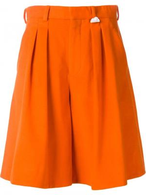 Широкие плиссированные шорты Xiao Li. Цвет: жёлтый и оранжевый