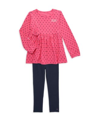 Комплект из двух предметов: туника и брюки с принтом для маленькой девочки , цвет Pink Multi Tommy Hilfiger