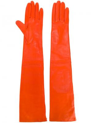 Удлиненные перчатки Rochas. Цвет: жёлтый и оранжевый
