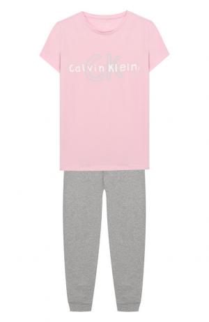 Хлопковая пижама Calvin Klein Underwear. Цвет: розовый
