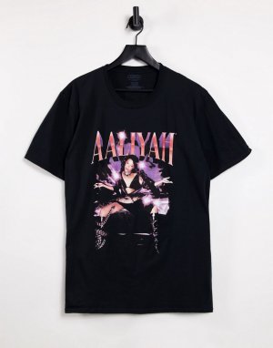 Черная oversized-футболка в память об Aaliyah-Черный MERCH CMT LTD