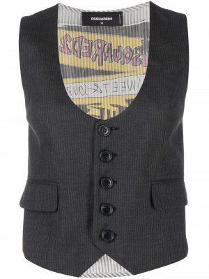 Striped graphic-print waistcoat Dsquared2. Цвет: серый