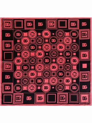 Шелковый платок с логотипом Dolce & Gabbana. Цвет: розовый
