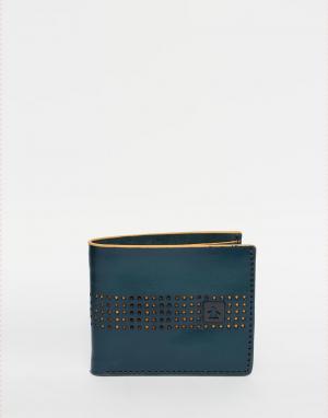 Кожаный бумажник с перфорацией Original Penguin. Цвет: синий