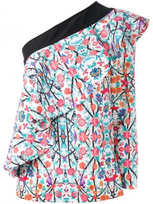 Блузка с рюшами на одно плечо Miahatami. Цвет: многоцветный