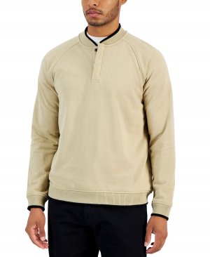 Пуловер на кнопках четверть с длинными рукавами и бейсбольным воротником Alfani