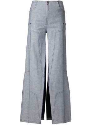 Широкие брюки с глубокими разрезами Maria Ke Fisherman. Цвет: синий