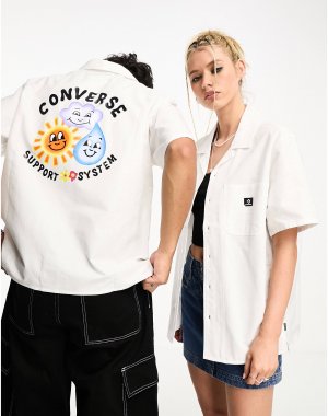 Белая рубашка с принтом на спине 'Support System' Converse