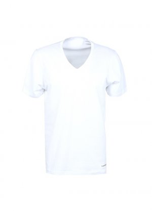 Однотонная белая мужская футболка с V-образным вырезом Blackspade