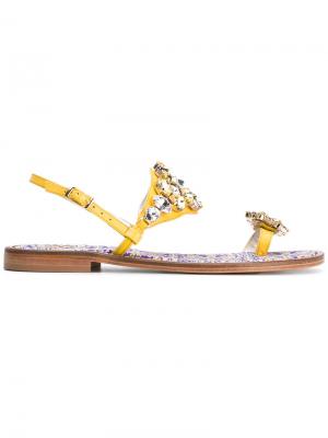 Декорированные сандалии Emanuela Caruso. Цвет: жёлтый и оранжевый
