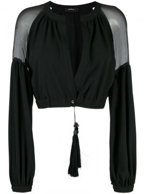 Укороченный пиджак с прозрачными панелями Wandering. Цвет: чёрный