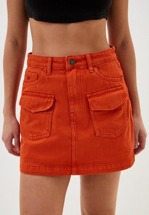 Юбка джинсовая Desigual. Цвет: оранжевый
