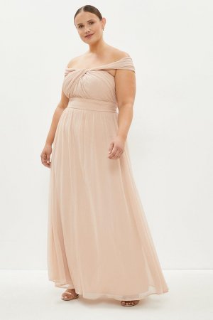 Шифоновое платье макси больших размеров с закрученным вырезом и открытой спиной , розовый Coast