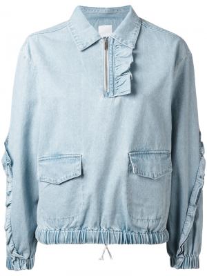 Джинсовая блузка с бахромой Sjyp. Цвет: синий
