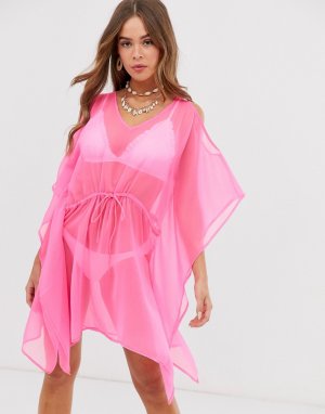 Неоново-розовое пляжное кимоно -Розовый цвет Brave Soul