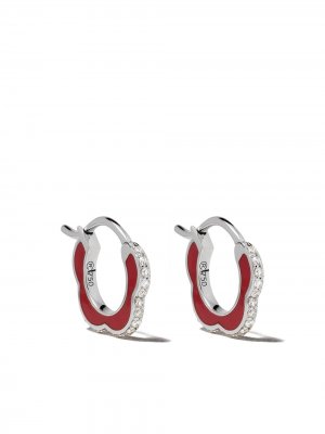 Маленькие серьги-кольца Happy Deco из белого золота с бриллиантами Raphaele Canot. Цвет: red