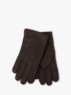 Кожаные перчатки премиум-класса с тремя точками, шоколад Totes